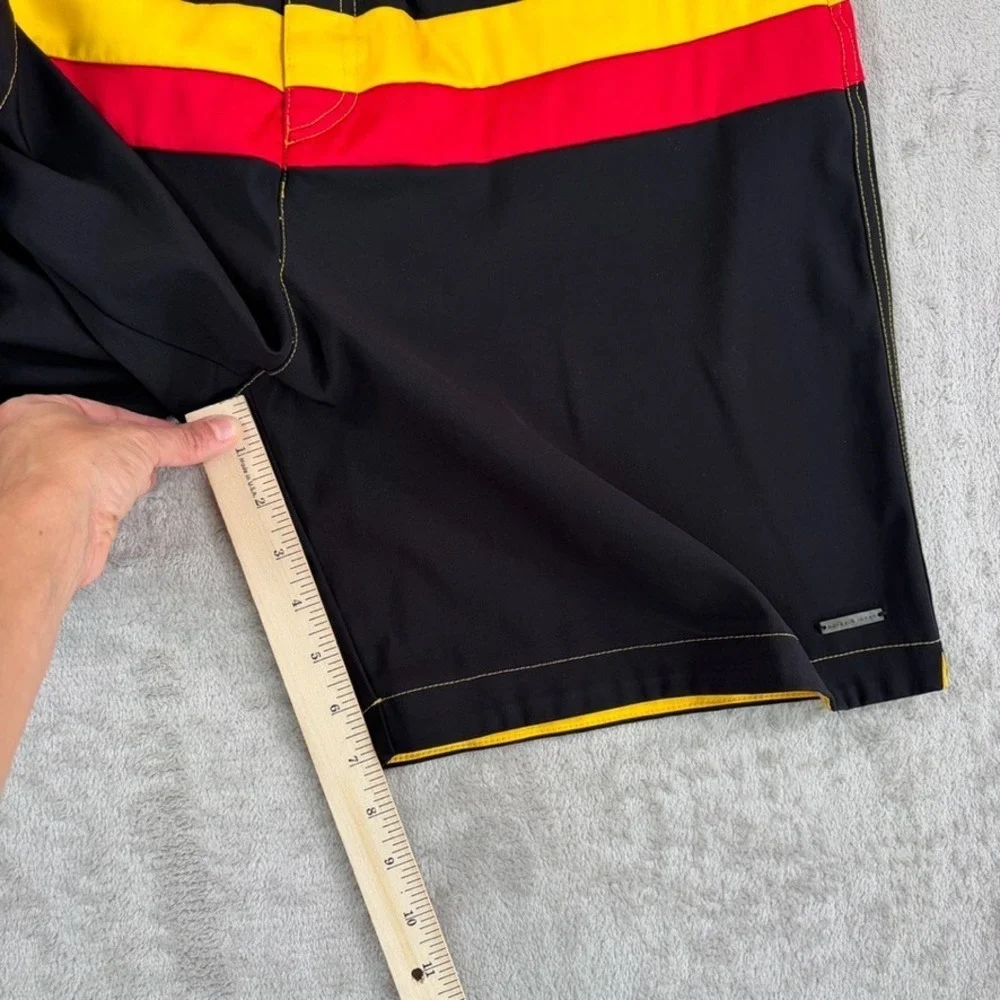 Parke & Ronen Swim Trunk Short in Black Striped 70s Inspired men 38x7 Lined NOWT